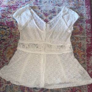 Cute free people top white lace. super stylish!